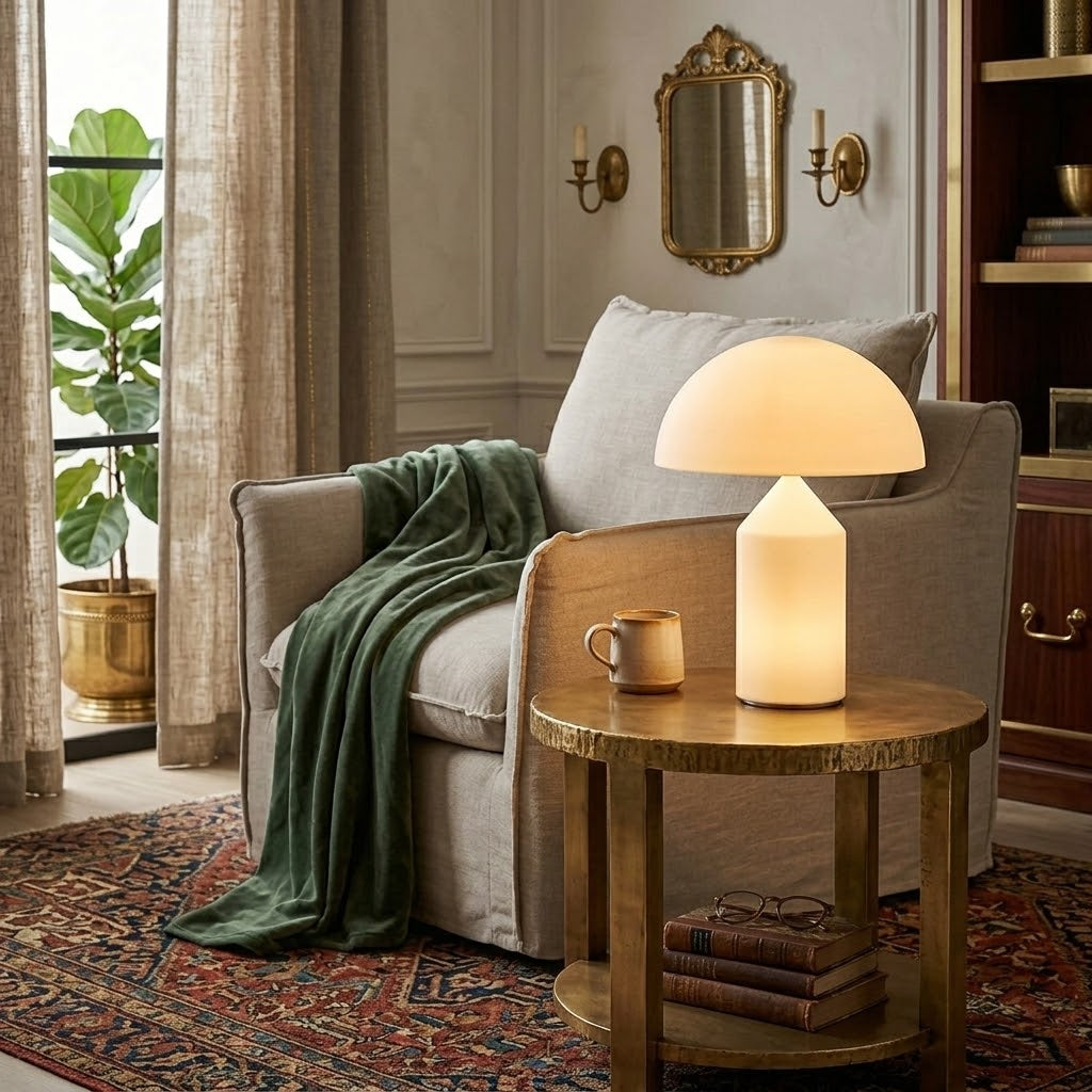 Lampada da Tavolo in Vetro a Cupola di Fungo