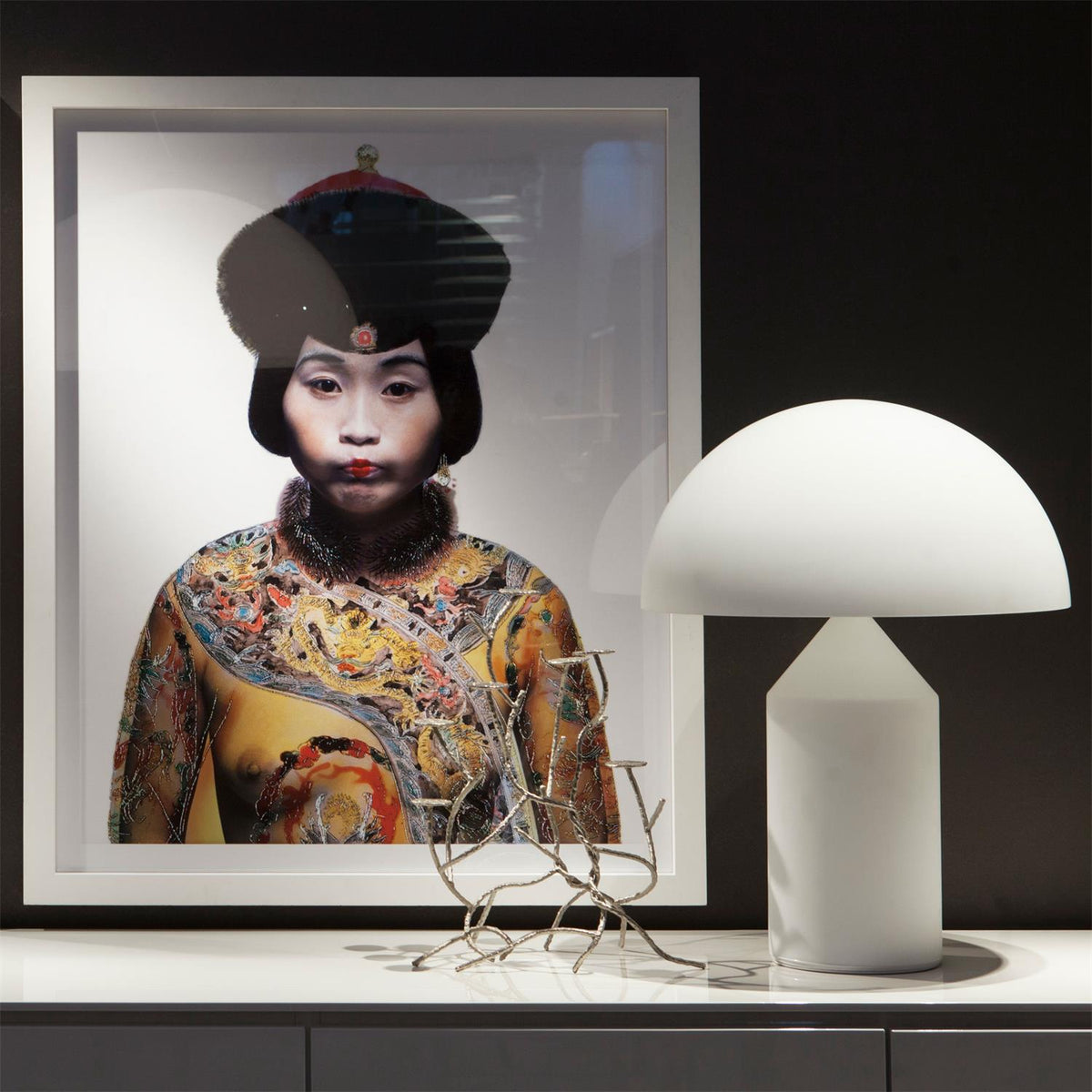 Lampada da Tavolo in Vetro a Cupola di Fungo