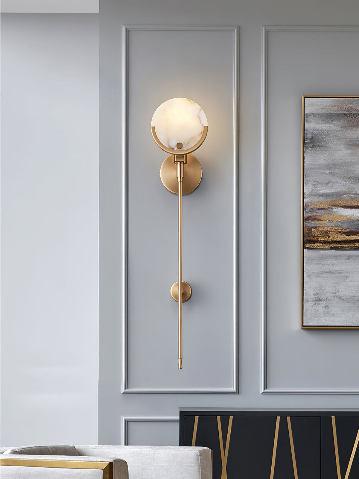 Applique a Muro Globo in Alabastro Crescent-Cradle