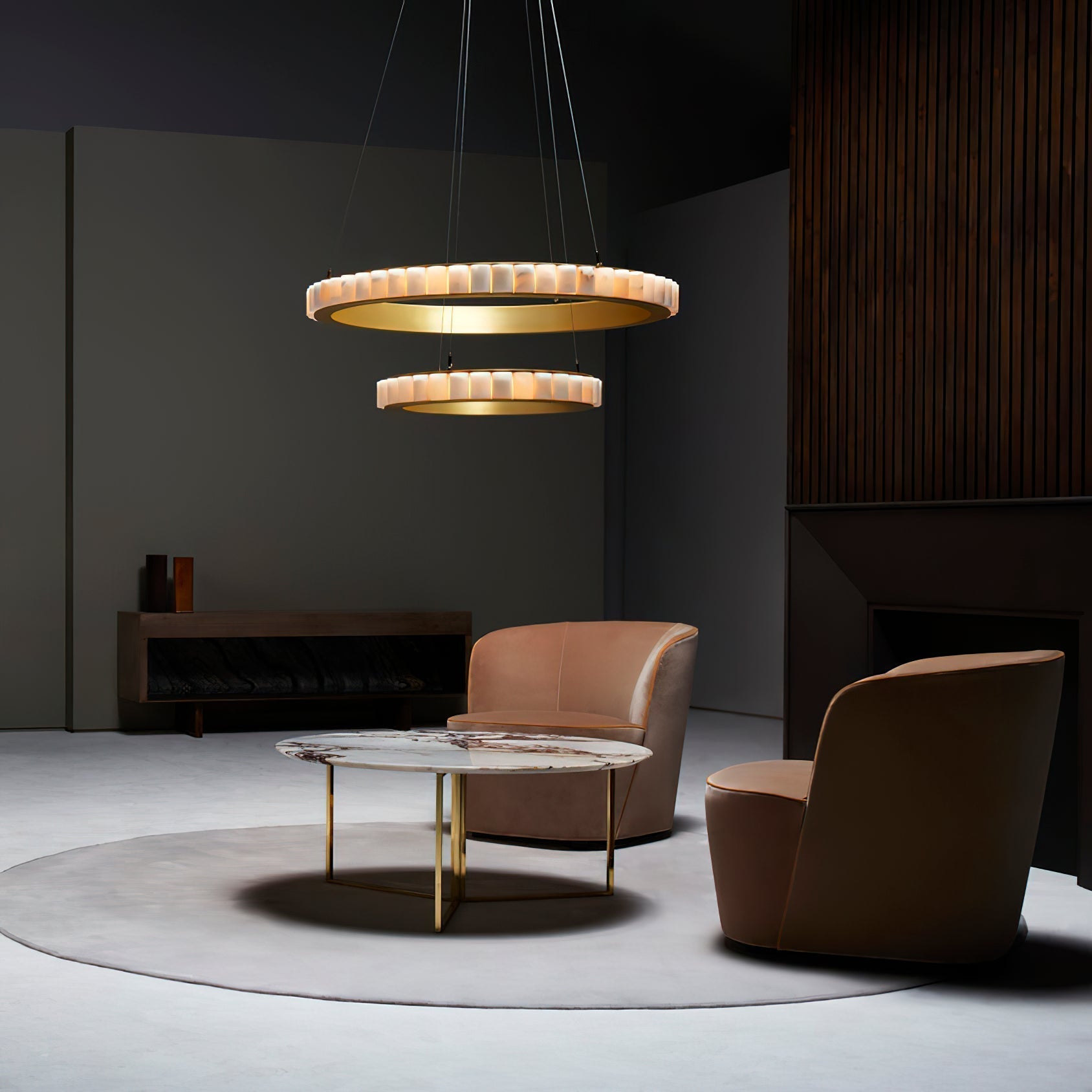 Sifuvyh Lampadario Postmoderno di Lusso in Alabastro Inossidabile