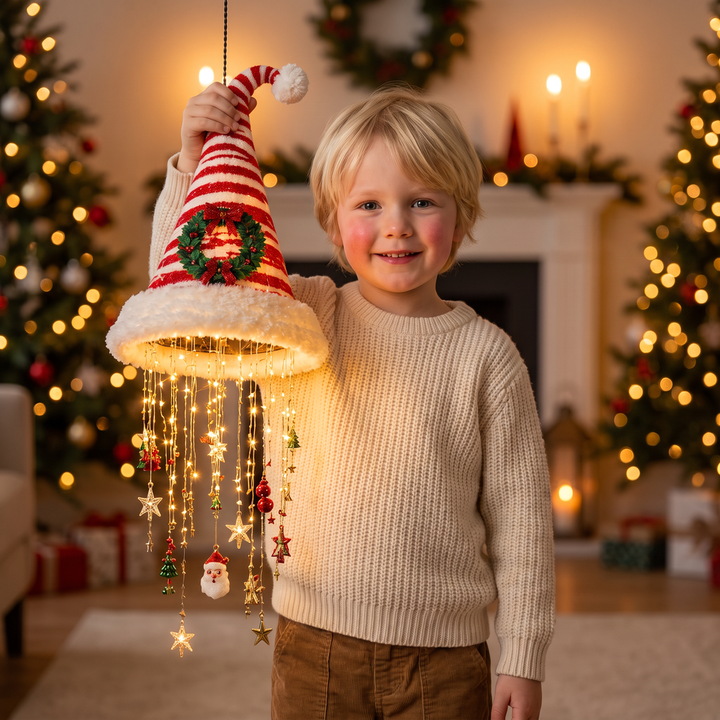 Cappello da Babbo Natale con illuminazione LED – Cappello di Natale Festivo con Luci