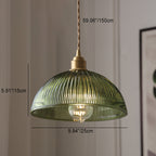 Lampada a Sospensione Contemporanea Nordic Forma Cappello Strisce Vetro Ottone 1 - Luce per Soggiorno