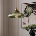 Lampada a Sospensione Contemporanea Nordic Forma Cappello Strisce Vetro Ottone 1 - Luce per Soggiorno