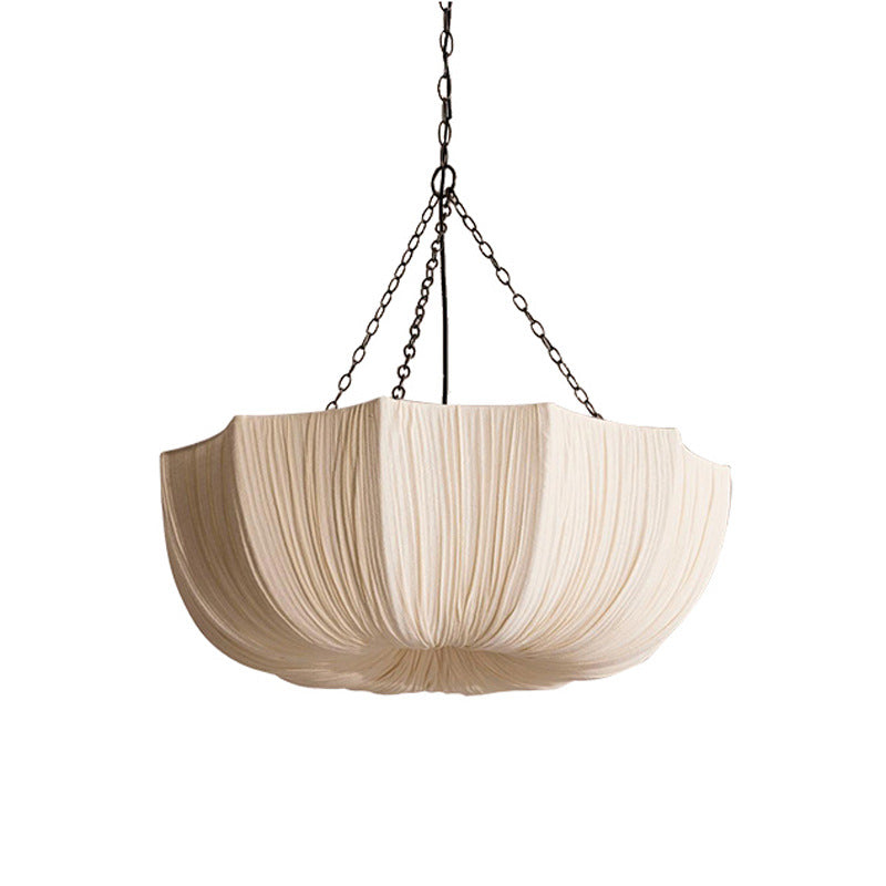 Lampadario Tradizionale Francese a Petalo Semicircolare in Tessuto con Struttura in Ferro 3/5 - Luce per Sala da Pranzo