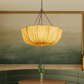 Lampadario Tradizionale Francese a Petalo Semicircolare in Tessuto con Struttura in Ferro 3/5 - Luce per Sala da Pranzo