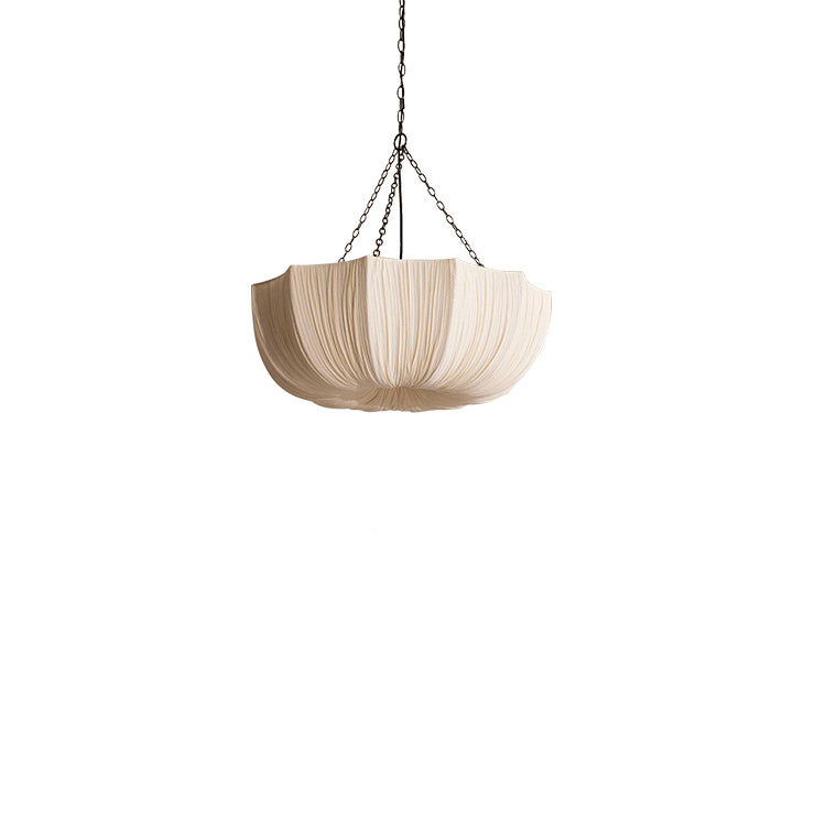 Lampadario Tradizionale Francese a Petalo Semicircolare in Tessuto con Struttura in Ferro 3/5 - Luce per Sala da Pranzo
