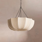 Lampadario Tradizionale Francese a Petalo Semicircolare in Tessuto con Struttura in Ferro 3/5 - Luce per Sala da Pranzo