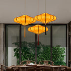 Lampadario a Forma di Lanterne Cinesi Tradizionali in Tessuto Hardware 1/3 - Per Sala da Pranzo