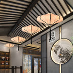 Lampadario a Forma di Lanterne Cinesi Tradizionali in Tessuto Hardware 1/3 - Per Sala da Pranzo
