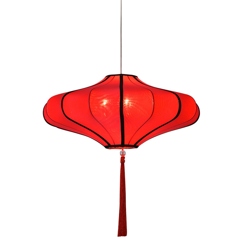 Lampadario a Forma di Lanterne Cinesi Tradizionali in Tessuto Hardware 1/3 - Per Sala da Pranzo