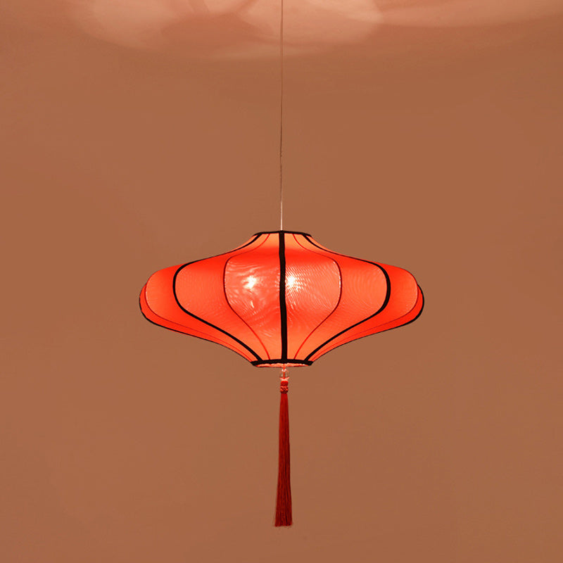 Lampadario a Forma di Lanterne Cinesi Tradizionali in Tessuto Hardware 1/3 - Per Sala da Pranzo
