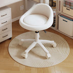 Sgabello Vanity Movibile Rotondo in Pelle Microfibra Scandivana Contemporanea Regolabile in Altezza per Camera da Letto