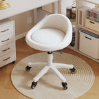 Sgabello Vanity Movibile Rotondo in Pelle Microfibra Scandivana Contemporanea Regolabile in Altezza per Camera da Letto