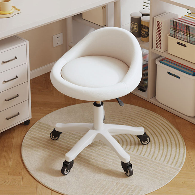 Sgabello Vanity Movibile Rotondo in Pelle Microfibra Scandivana Contemporanea Regolabile in Altezza per Camera da Letto
