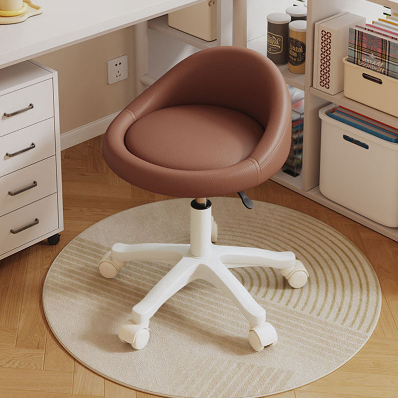 Sgabello Vanity Movibile Rotondo in Pelle Microfibra Scandivana Contemporanea Regolabile in Altezza per Camera da Letto