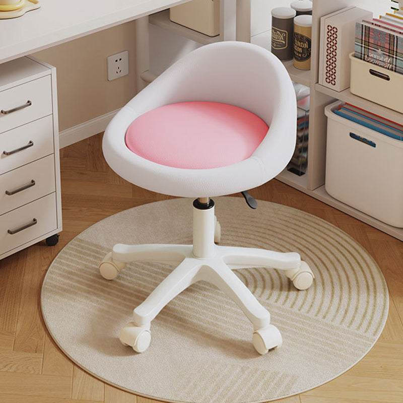 Sgabello Vanity Movibile Rotondo in Pelle Microfibra Scandivana Contemporanea Regolabile in Altezza per Camera da Letto