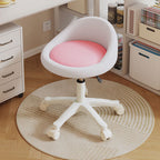 Sgabello Vanity Movibile Rotondo in Pelle Microfibra Scandivana Contemporanea Regolabile in Altezza per Camera da Letto