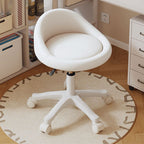 Sgabello Vanity Movibile Rotondo in Pelle Microfibra Scandivana Contemporanea Regolabile in Altezza per Camera da Letto