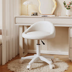 Sgabello Vanity Movibile Rotondo in Pelle Microfibra Scandivana Contemporanea Regolabile in Altezza per Camera da Letto