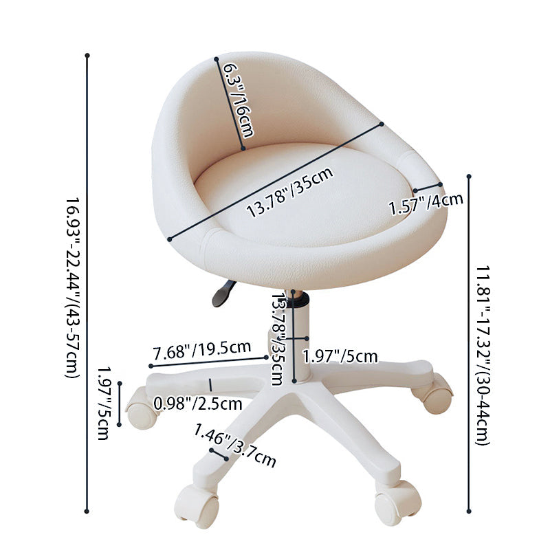 Sgabello Vanity Movibile Rotondo in Pelle Microfibra Scandivana Contemporanea Regolabile in Altezza per Camera da Letto