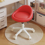 Sgabello Vanity Movibile Rotondo in Pelle Microfibra Scandivana Contemporanea Regolabile in Altezza per Camera da Letto