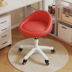 Sgabello Vanity Movibile Rotondo in Pelle Microfibra Scandivana Contemporanea Regolabile in Altezza per Camera da Letto
