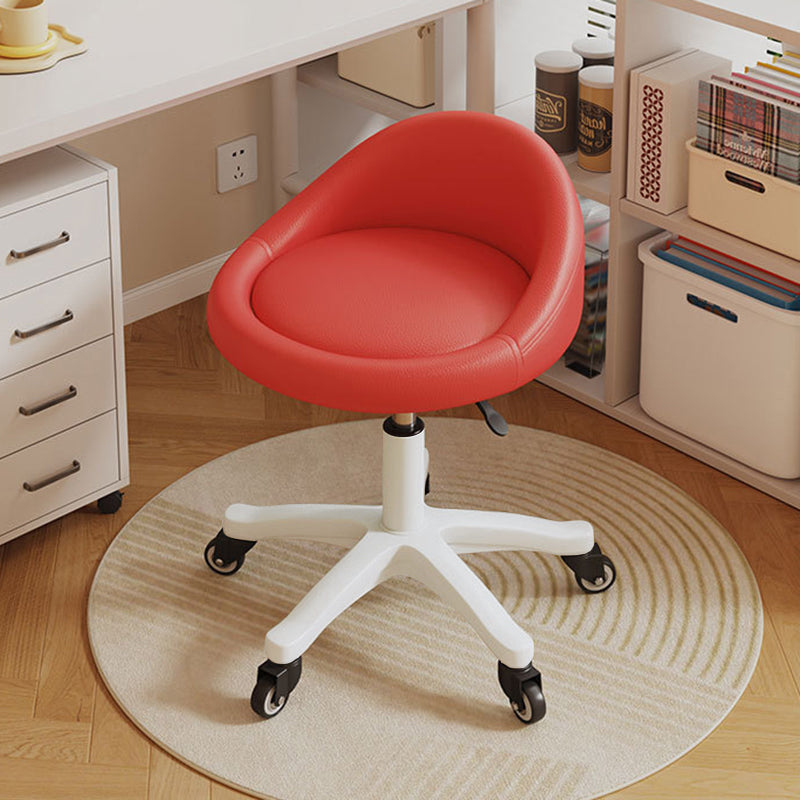 Sgabello Vanity Movibile Rotondo in Pelle Microfibra Scandivana Contemporanea Regolabile in Altezza per Camera da Letto