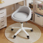Sgabello Vanity Movibile Rotondo in Pelle Microfibra Scandivana Contemporanea Regolabile in Altezza per Camera da Letto