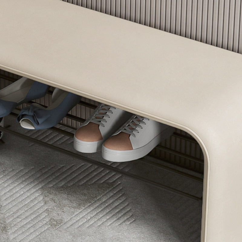 Semplicità Moderna Panca in Pelle Sintetica Ecologica in Acciaio al Carbonio Scaffale per Scarpe Rettangolare a 2 Ripiani per Ingresso