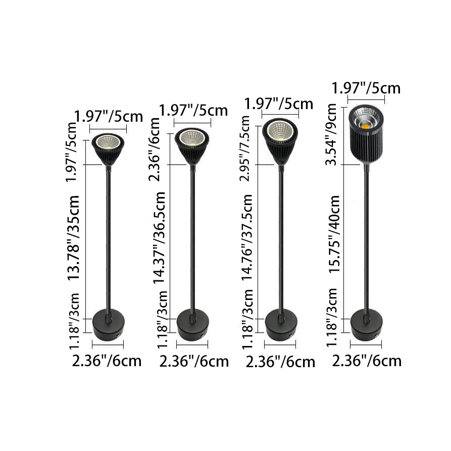 Lampada da Parete LED a Cono in Alluminio Gooseneck Industriale Contemporanea per Uso Notturno