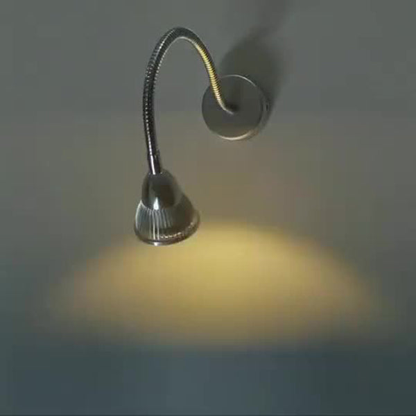 Lampada da Parete LED a Cono in Alluminio Gooseneck Industriale Contemporanea per Uso Notturno
