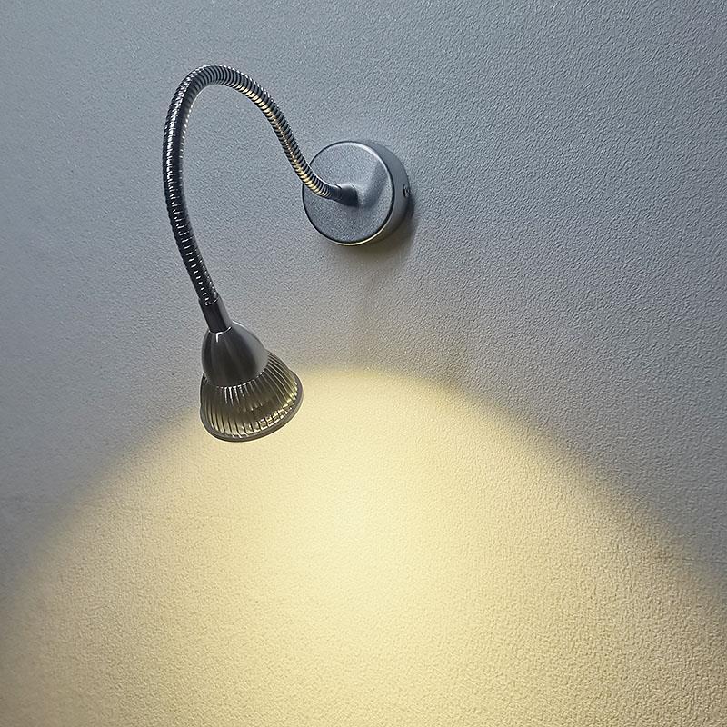 Lampada da Parete LED a Cono in Alluminio Gooseneck Industriale Contemporanea per Uso Notturno