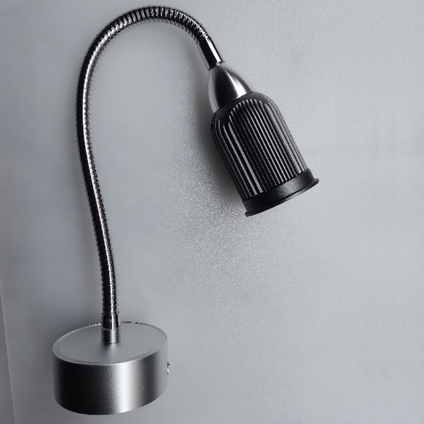 Lampada da Parete LED a Cono in Alluminio Gooseneck Industriale Contemporanea per Uso Notturno