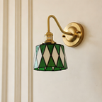 Applique a parete Tiffany rotonda tradizionale in vetro di rame con 1 luce per soggiorno