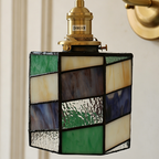 Applique a parete Tiffany rotonda tradizionale in vetro di rame con 1 luce per soggiorno
