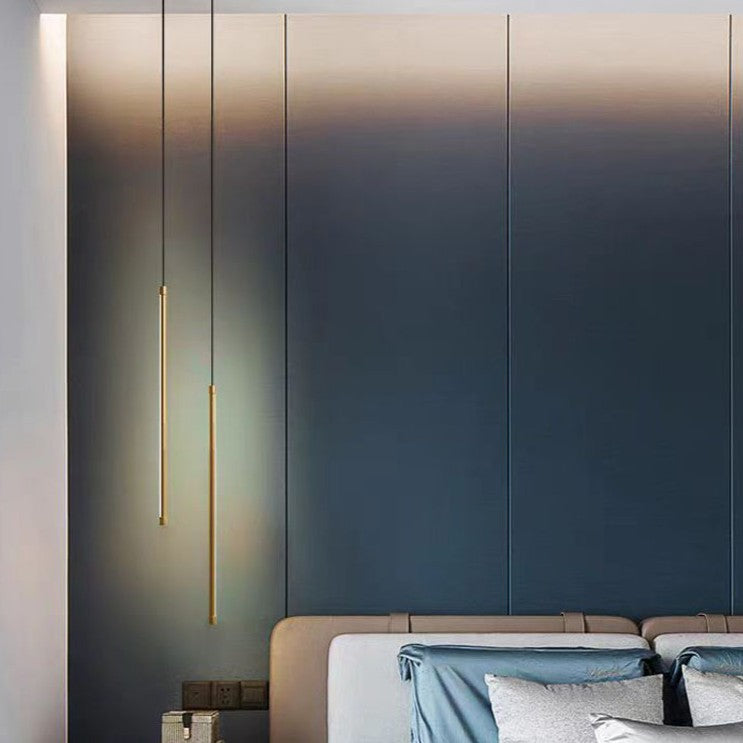 Lampada a sospensione LED cilindrica in alluminio e silicone minimalista moderna per camera da letto