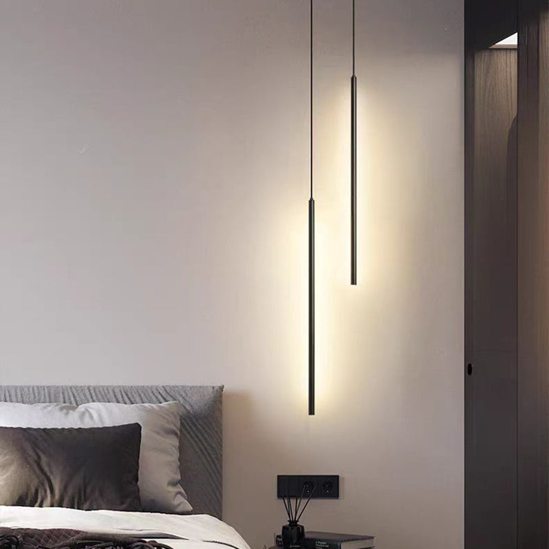 Lampada a sospensione LED cilindrica in alluminio e silicone minimalista moderna per camera da letto