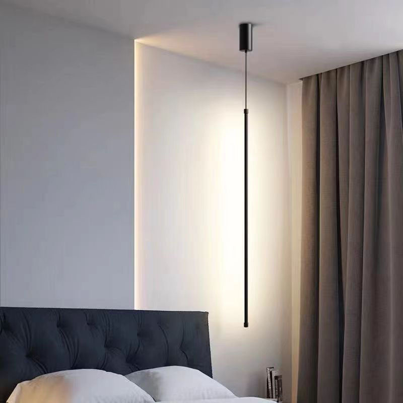 Lampada a sospensione LED cilindrica in alluminio e silicone minimalista moderna per camera da letto