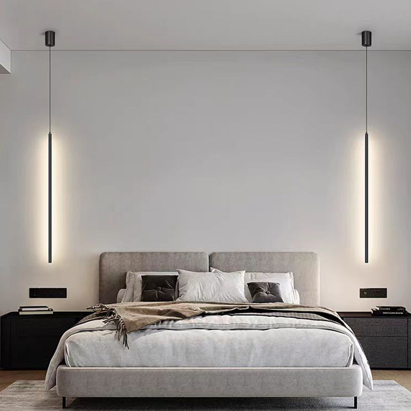 Lampada a sospensione LED cilindrica in alluminio e silicone minimalista moderna per camera da letto