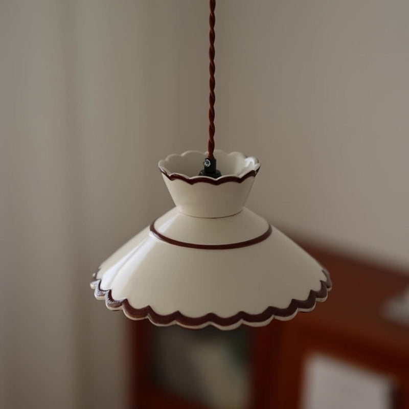 Lampadario Tradizionale in Ceramica e Ferro a Forma di Cono con 1 Luce per Camera da Letto e Soggiorno