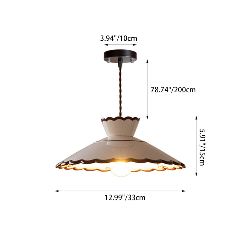 Lampadario Tradizionale in Ceramica e Ferro a Forma di Cono con 1 Luce per Camera da Letto e Soggiorno