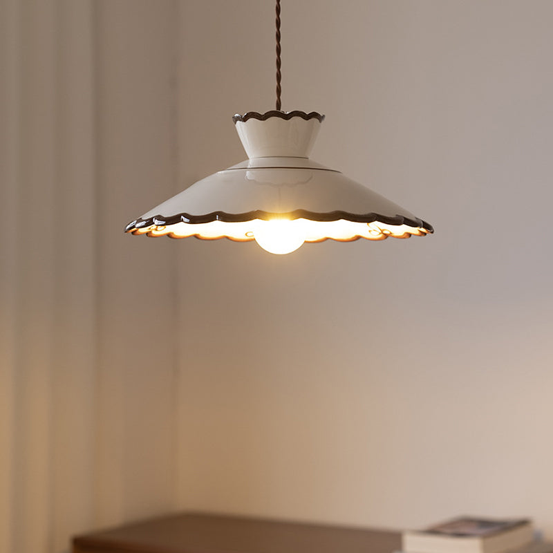 Lampadario Tradizionale in Ceramica e Ferro a Forma di Cono con 1 Luce per Camera da Letto e Soggiorno