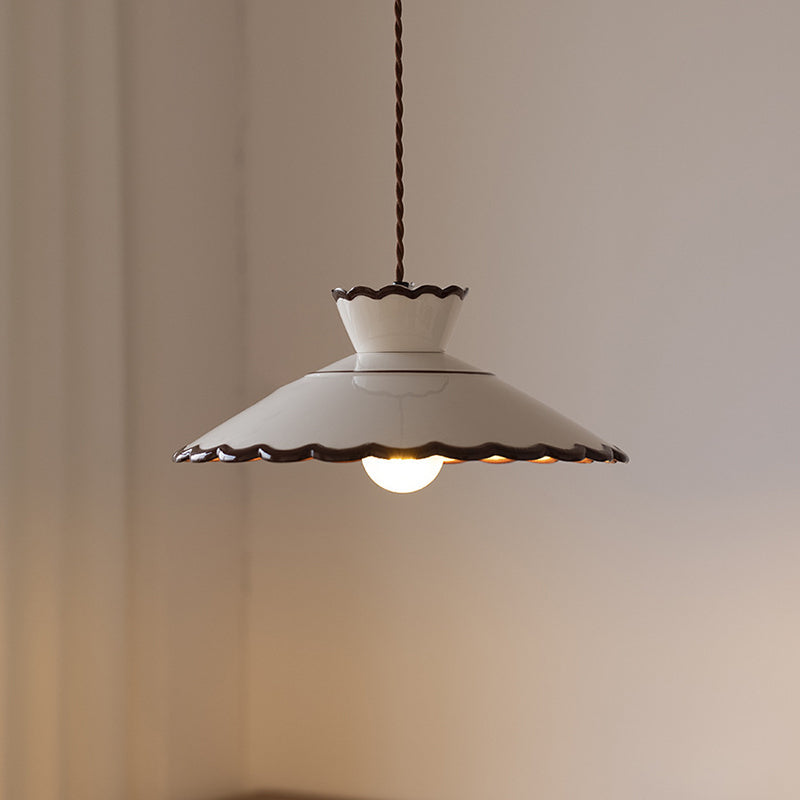 Lampadario Tradizionale in Ceramica e Ferro a Forma di Cono con 1 Luce per Camera da Letto e Soggiorno