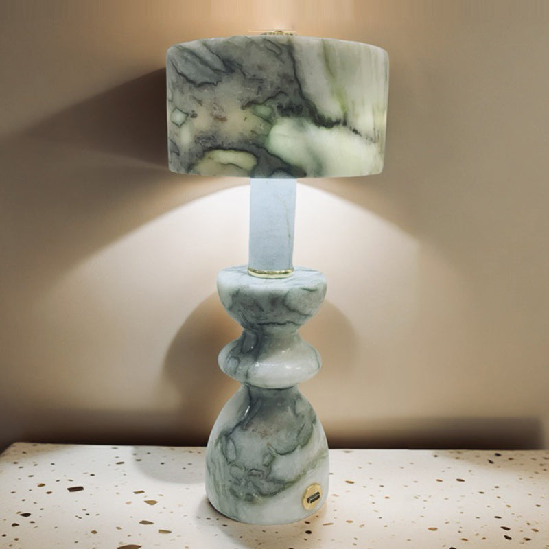 Lampada da Tavolo LED USB in Alluminio e Marmo Moderno Minimalista