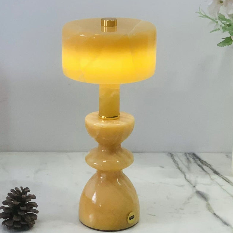 Lampada da Tavolo LED USB in Alluminio e Marmo Moderno Minimalista