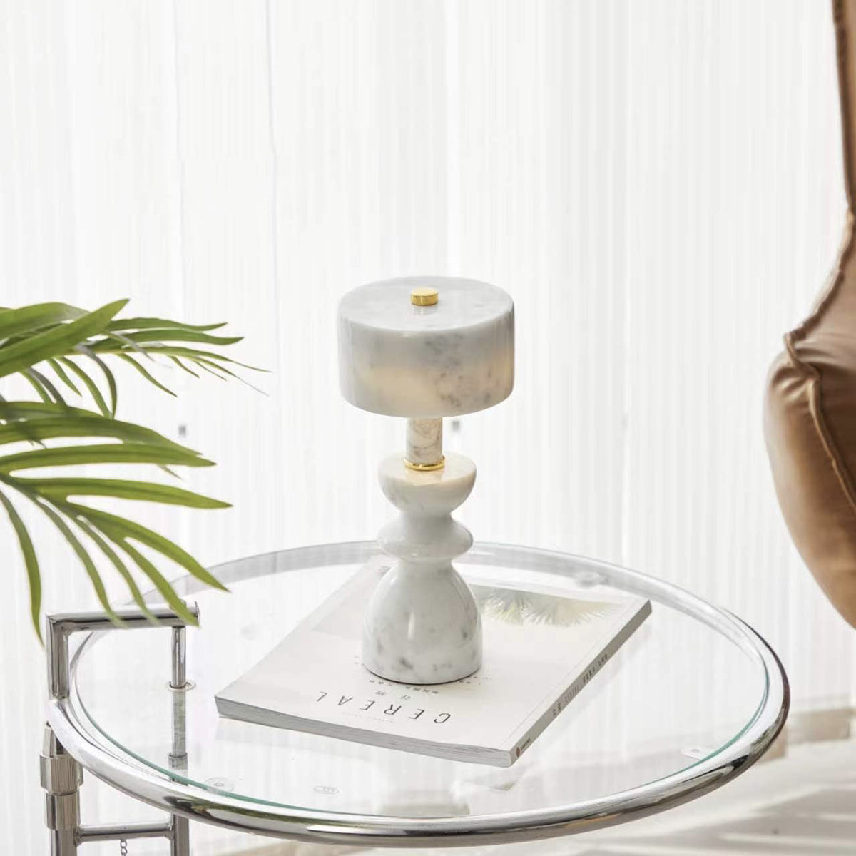 Lampada da Tavolo LED USB in Alluminio e Marmo Moderno Minimalista