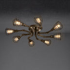 Lampada da soffitto rotonda in ferro industriale vintage con tubo d'acqua, 4/6/8 luci