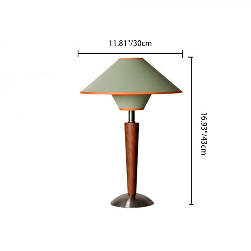 Lampada da Tavolo Contemporanea a Forma di Disco Volante Scandinavo in Legno Bianco con Tessuto e Hardware, 1 Luce per Camera da Letto