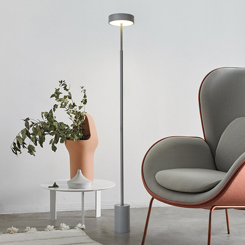 Lampada da Terra LED Rotonda in Ferro Scandinava Contemporanea per Camera da Letto