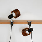 Lampada da Tavolo Tradizionale Giapponese a Clip Rotonda in Legno Ferro Acrilico con 1 Luce per Camera da Letto